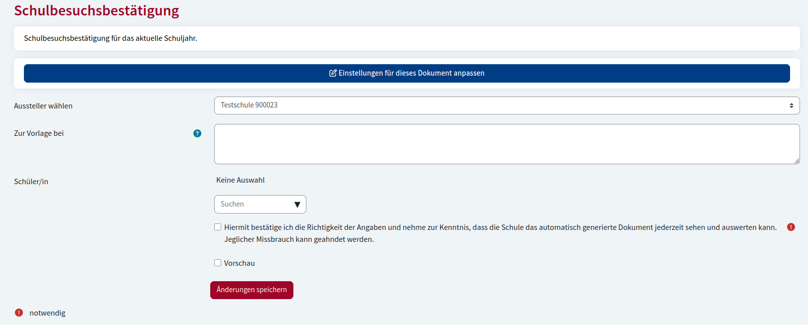 Formular zur Generierung