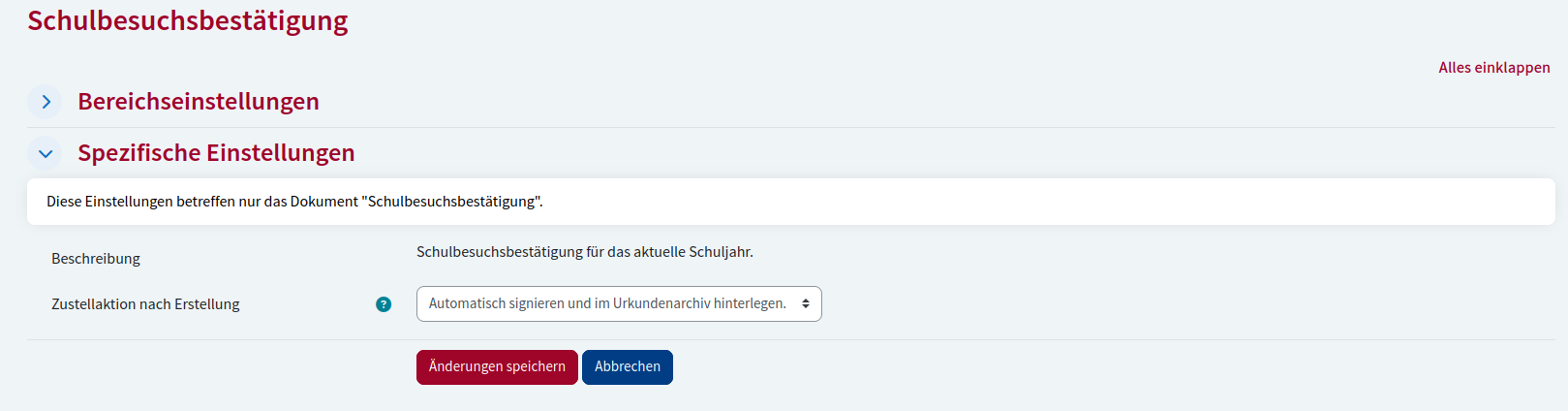 configuration page
