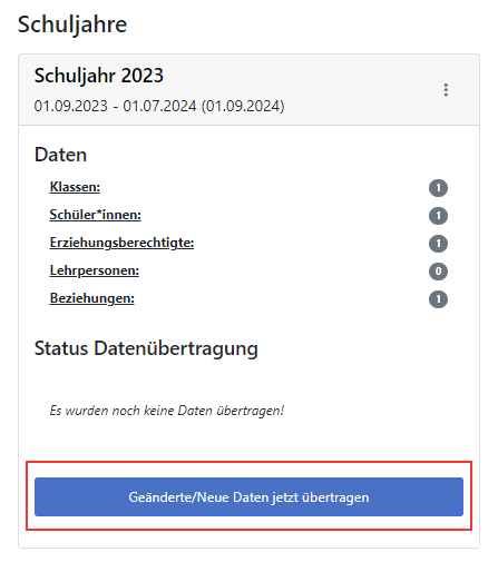 Datenübermittlung über die Startseite