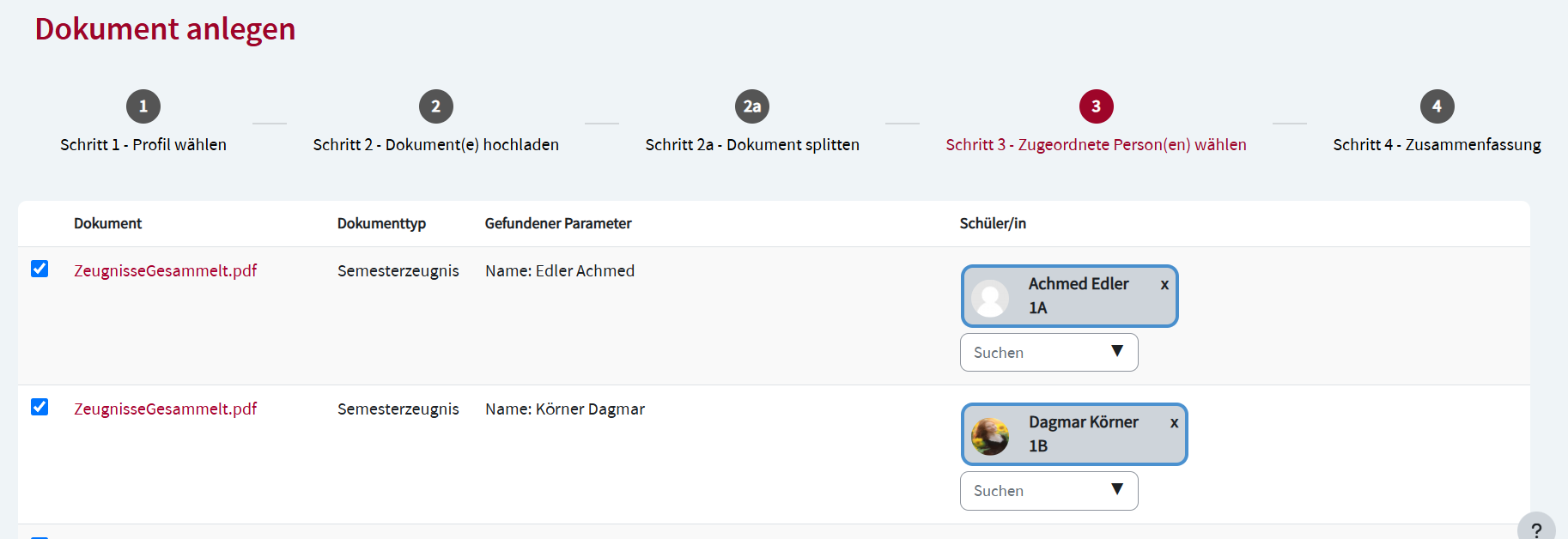 Zuordnung überprüfen
