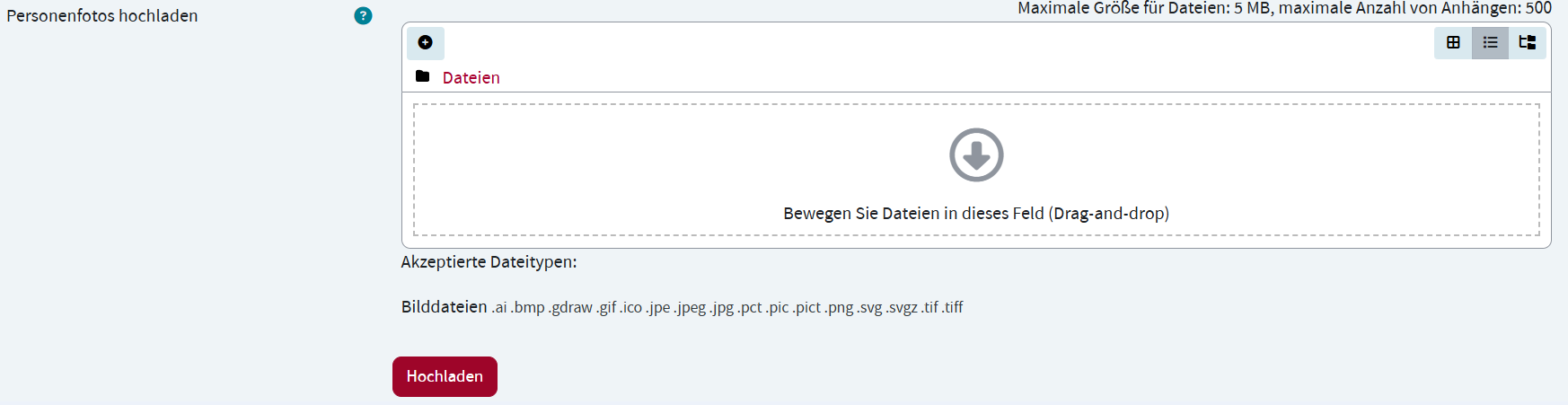 Personenfotos hochladen
