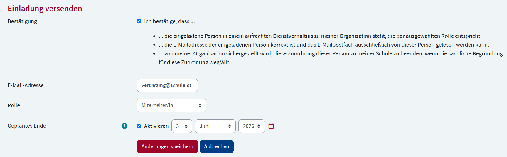 Einladung versenden