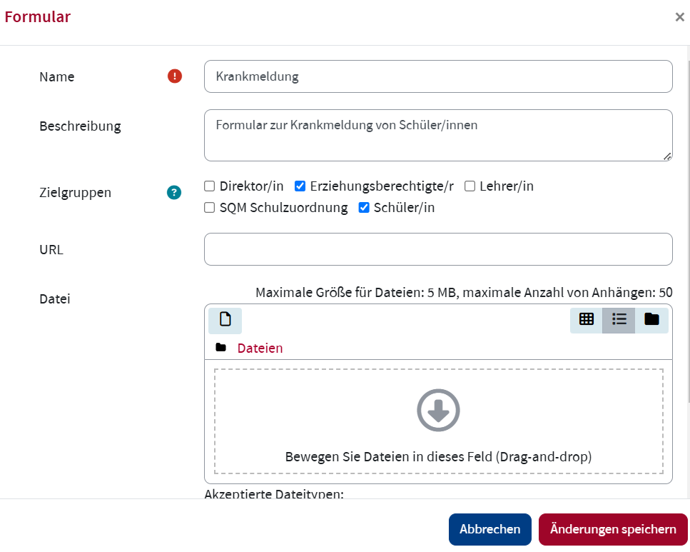 Formular hochladen