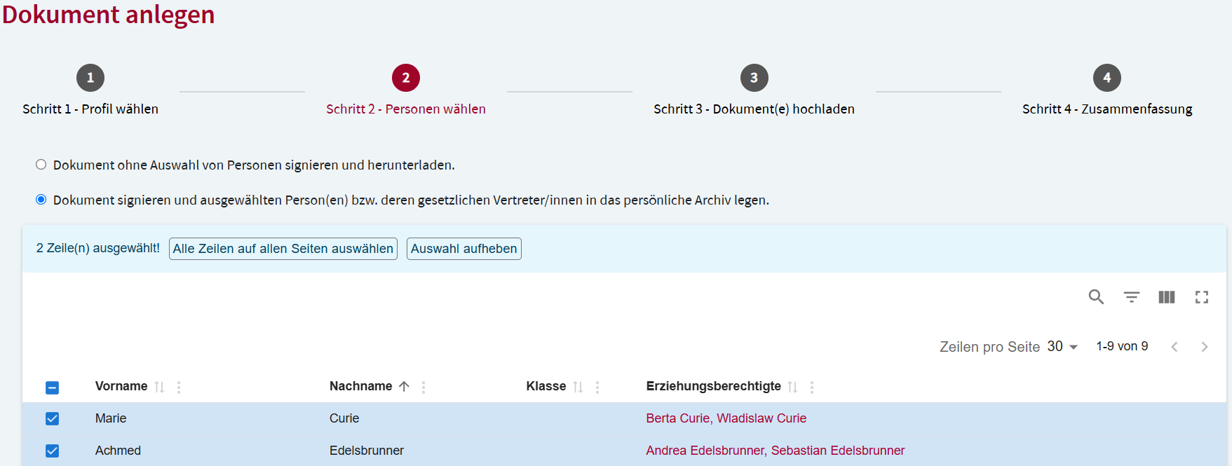 Personen wählen