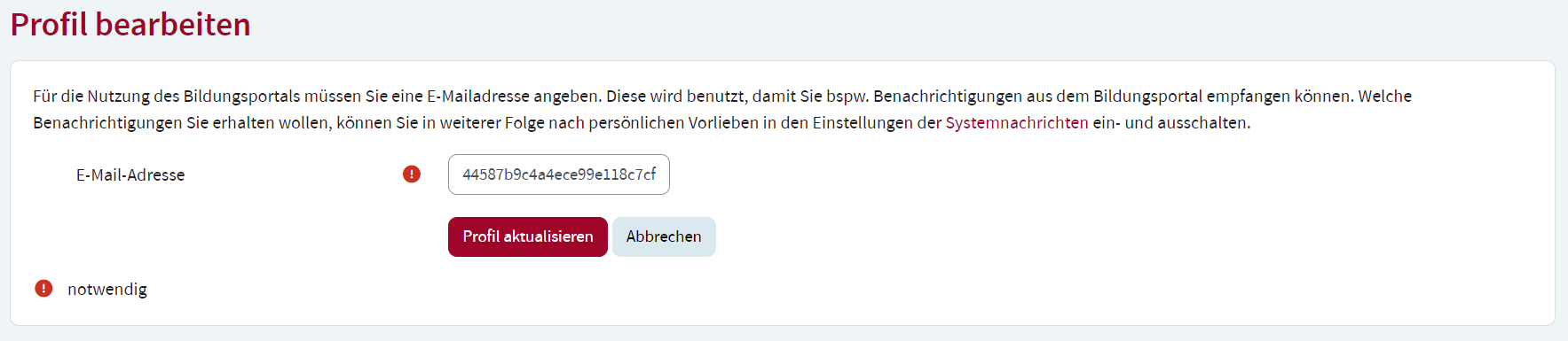 Profil bearbeiten
