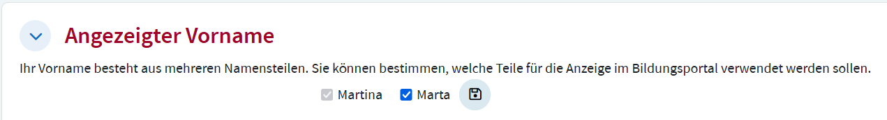 Angezeigte Vornamen