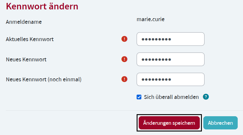 Kennwort ändern
