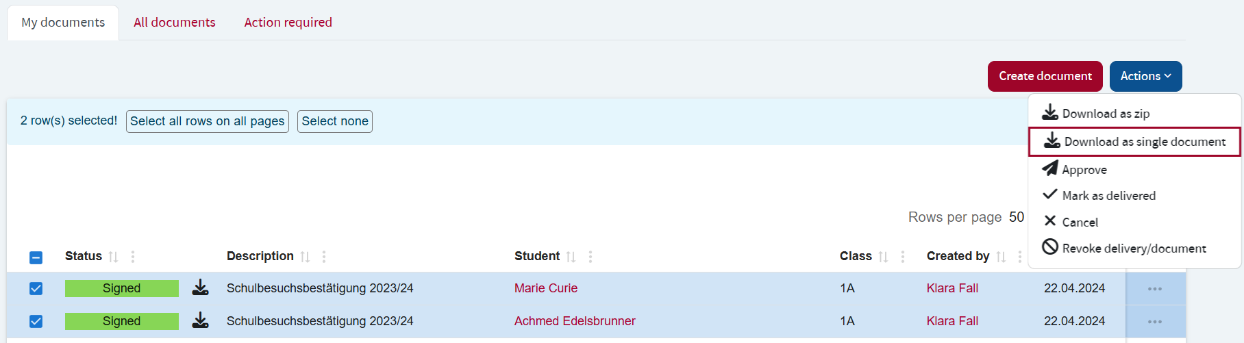 Download merged documents