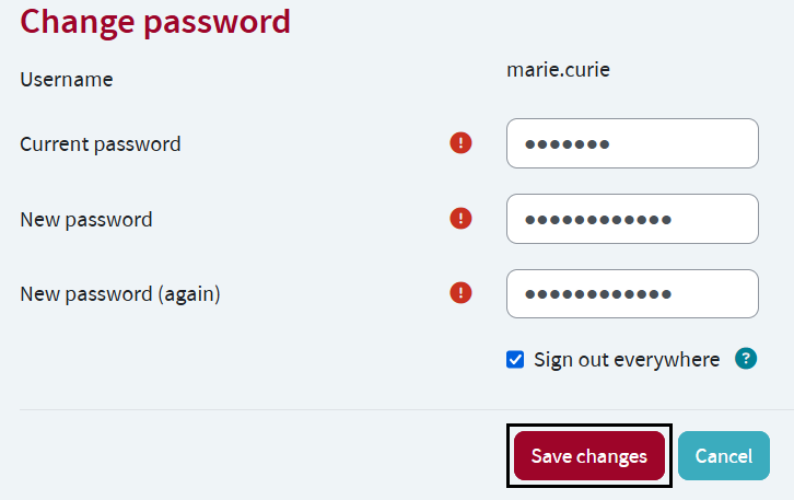 Change password