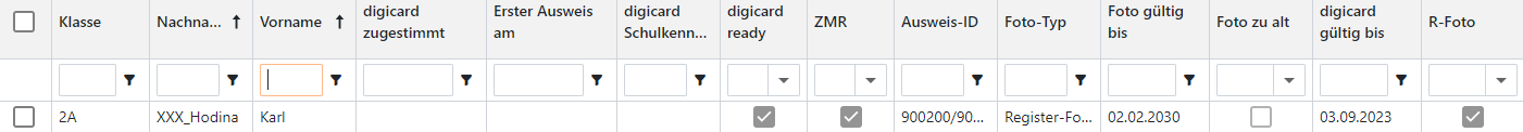 Beispiel für einen Datensatz